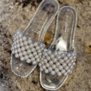 Pearl and rhinestone sandals